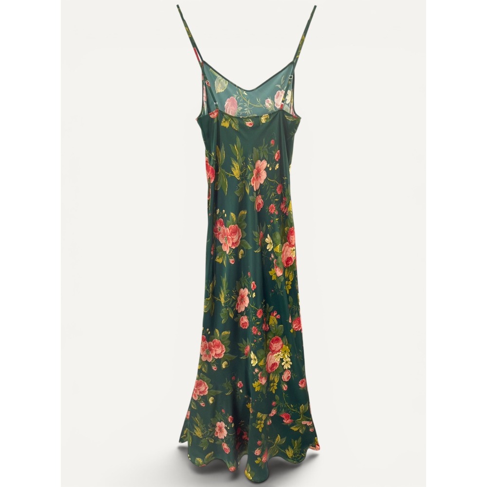 Reformation 100% Silk Floral Slip Dress Green Rose S Elegant Luxury Feminine - Picture 2 of 12